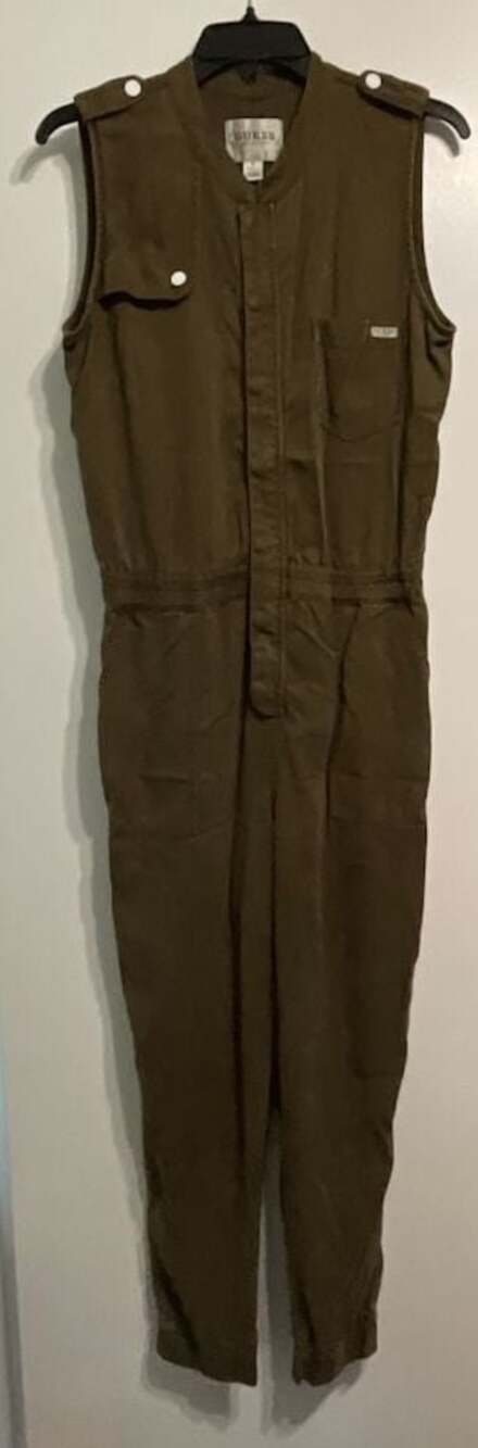 Guess Los Angeles Sleeveless Artist Gorpcore Utility Jumpsuit in Olive Green